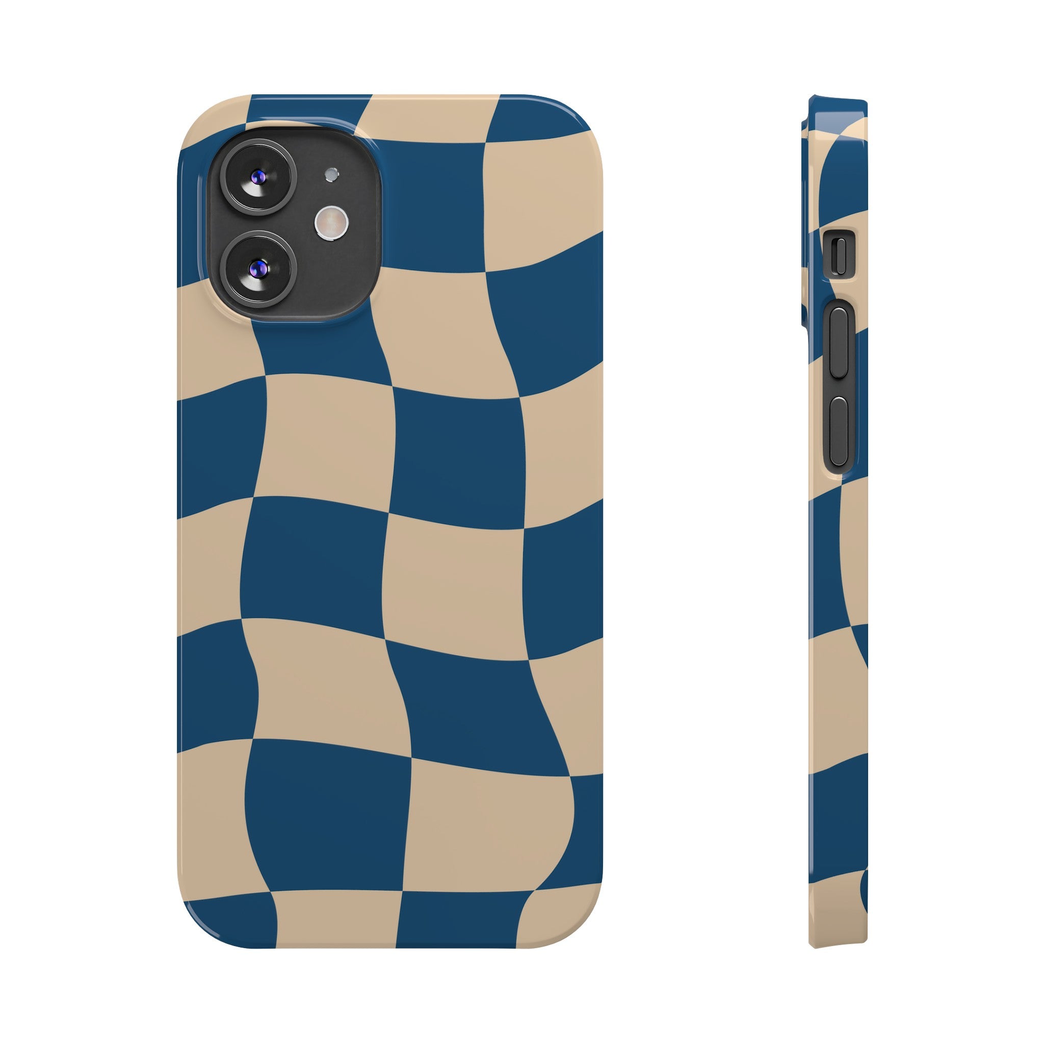 Blue & Cream Checker Iphone Case