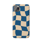 Blue & Cream Checker Iphone Case