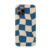 Blue & Cream Checker Iphone Case