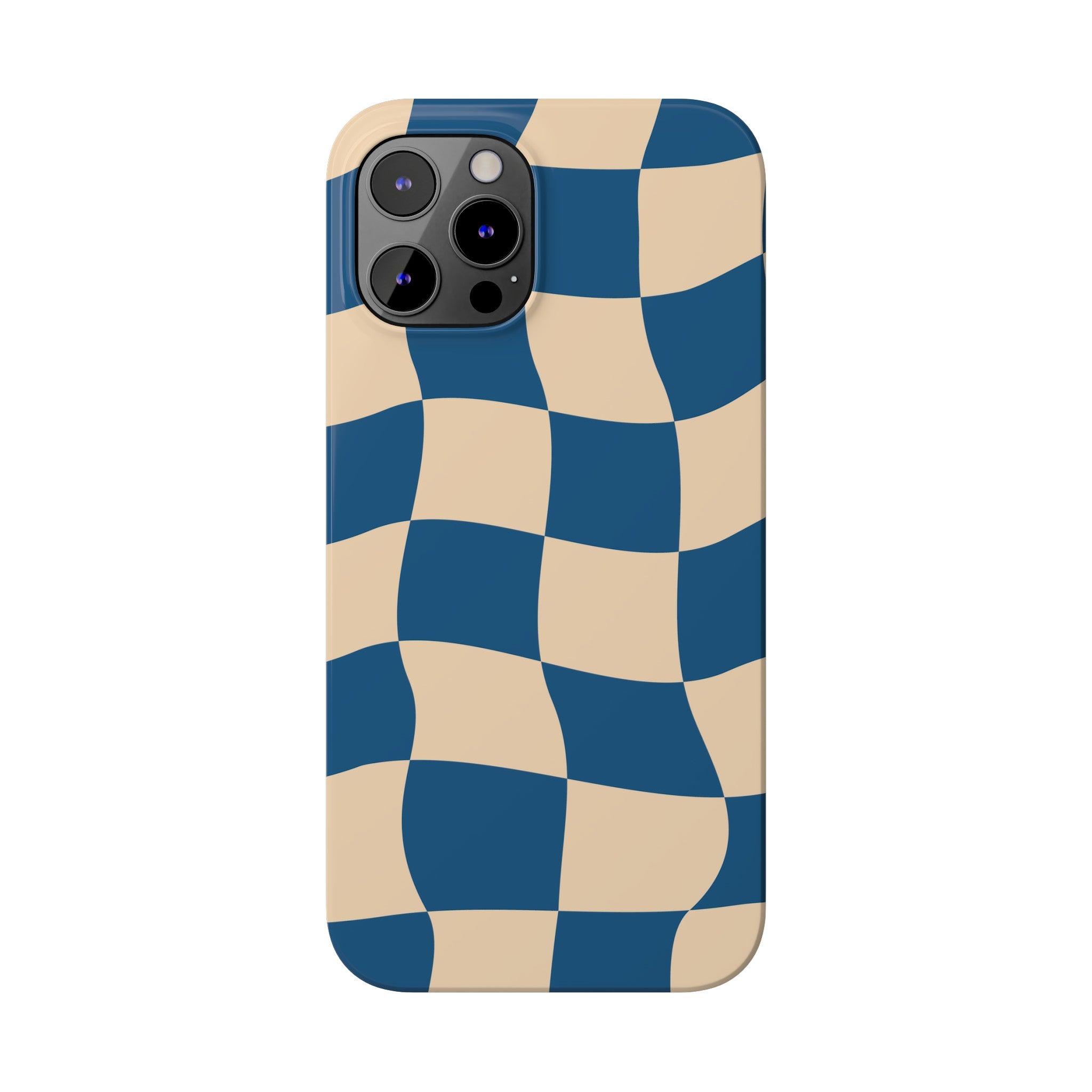 Blue & Cream Checker Iphone Case