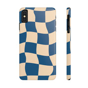 Blue & Cream Checker Iphone Case