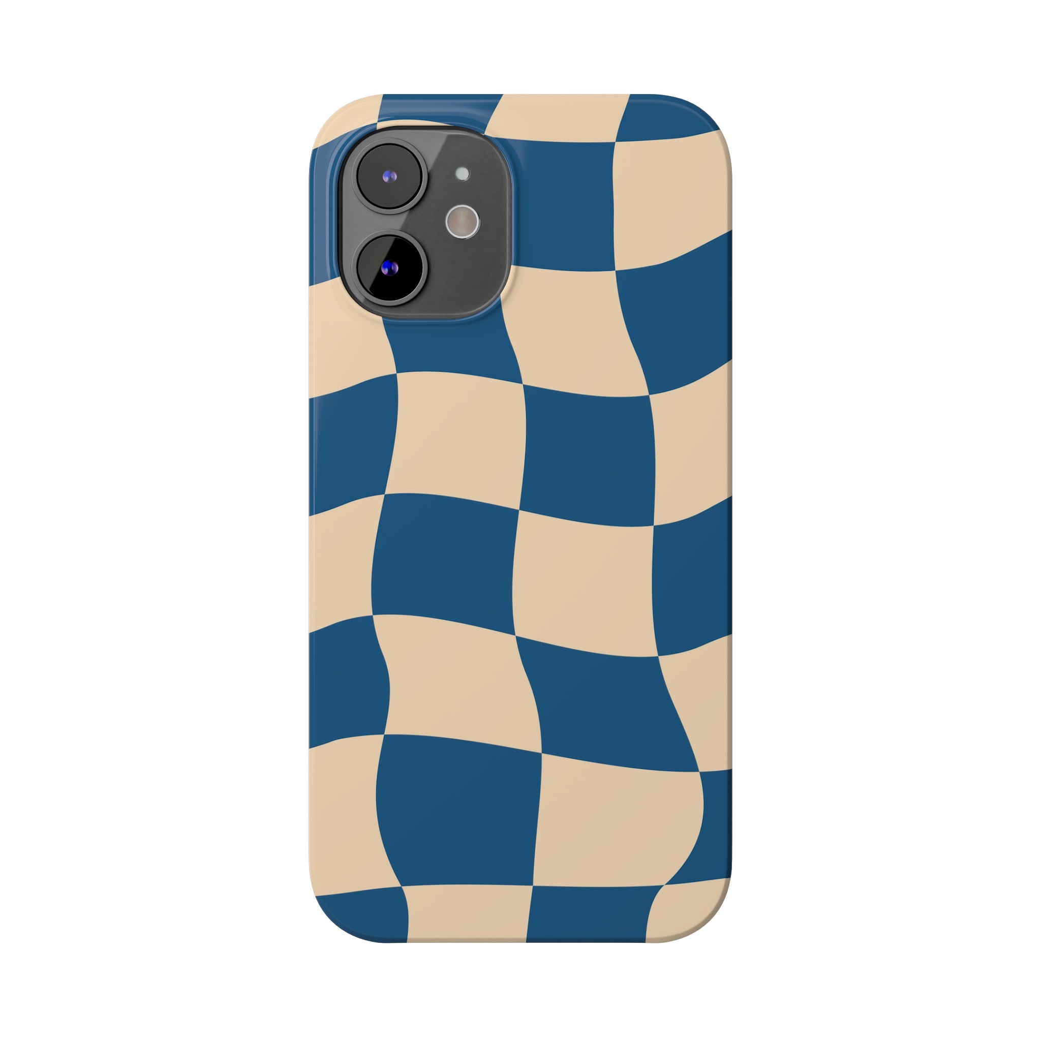 Blue & Cream Checker Iphone Case