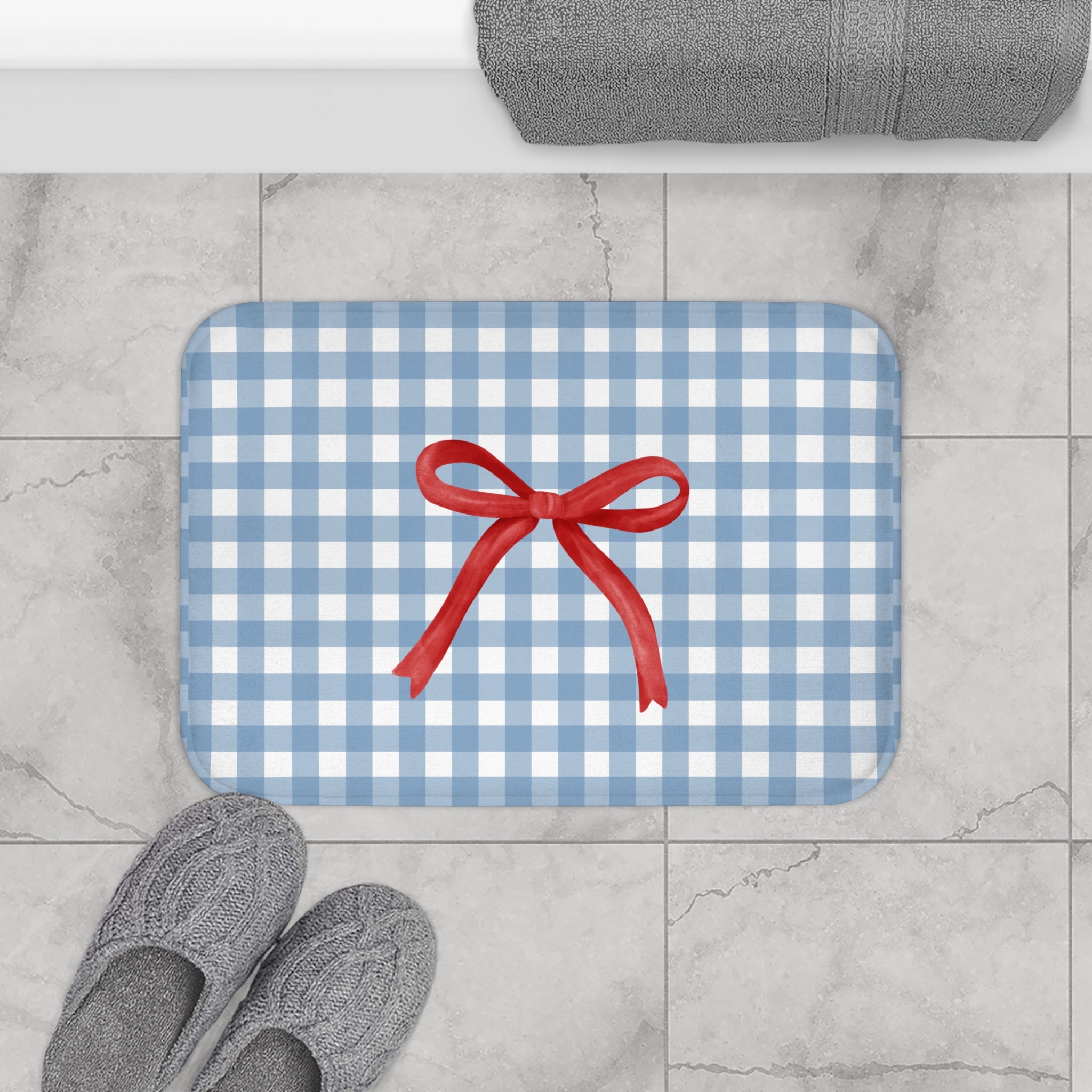 Checkered Bow - Bath Mat