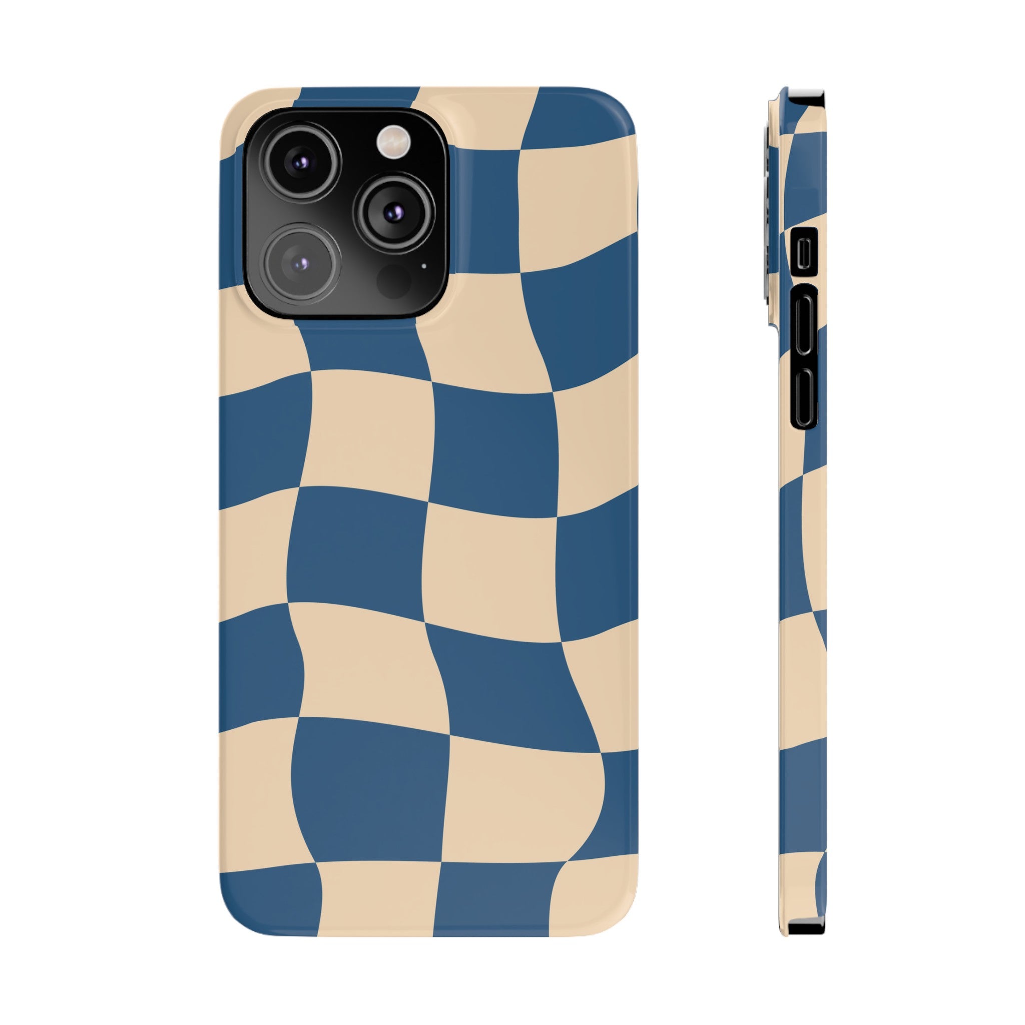 Blue & Cream Checker Iphone Case