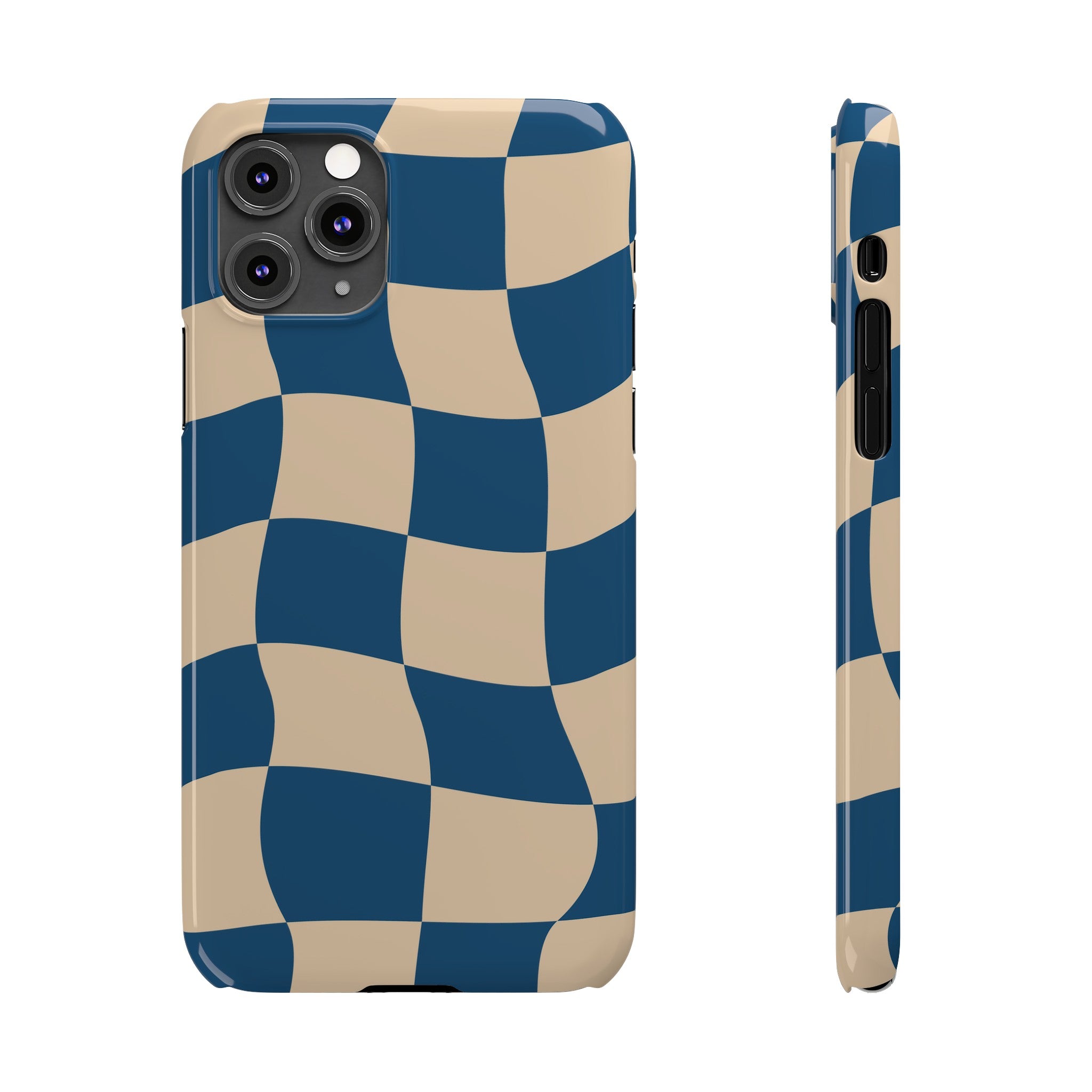 Blue & Cream Checker Iphone Case