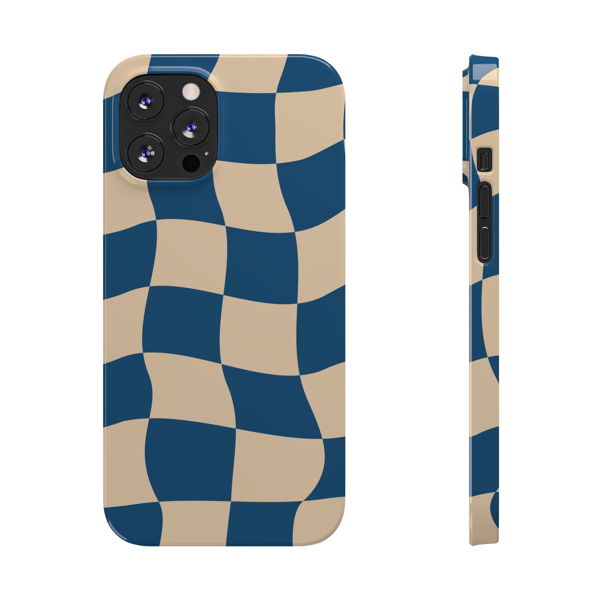 Blue & Cream Checker Iphone Case