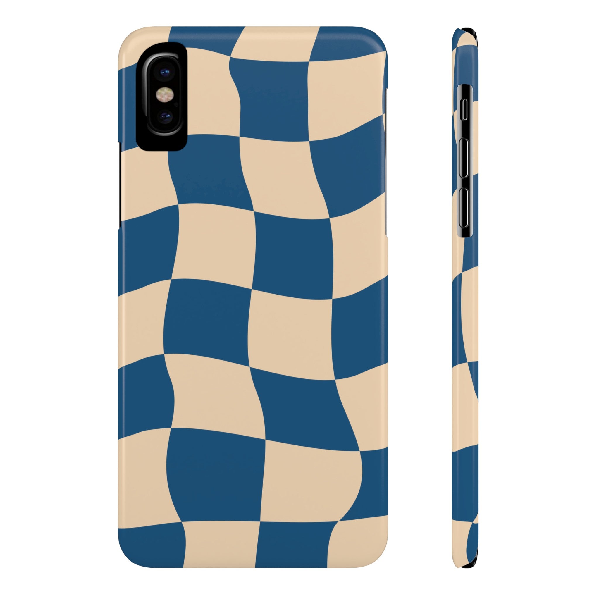 Blue & Cream Checker Iphone Case