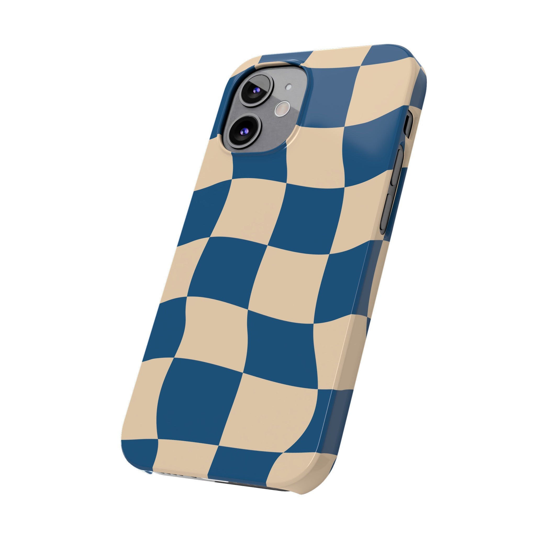 Blue & Cream Checker Iphone Case