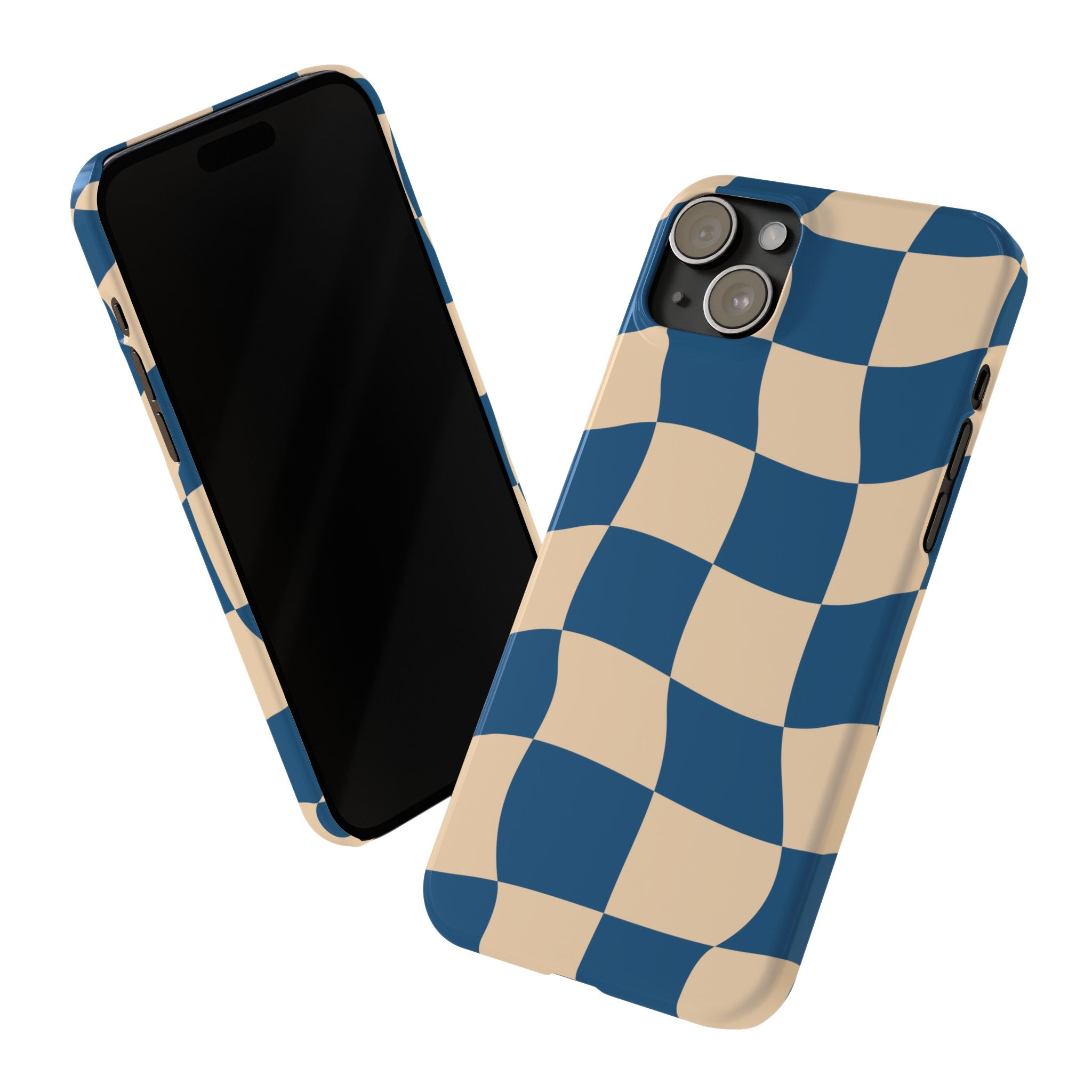 Blue & Cream Checker Iphone Case