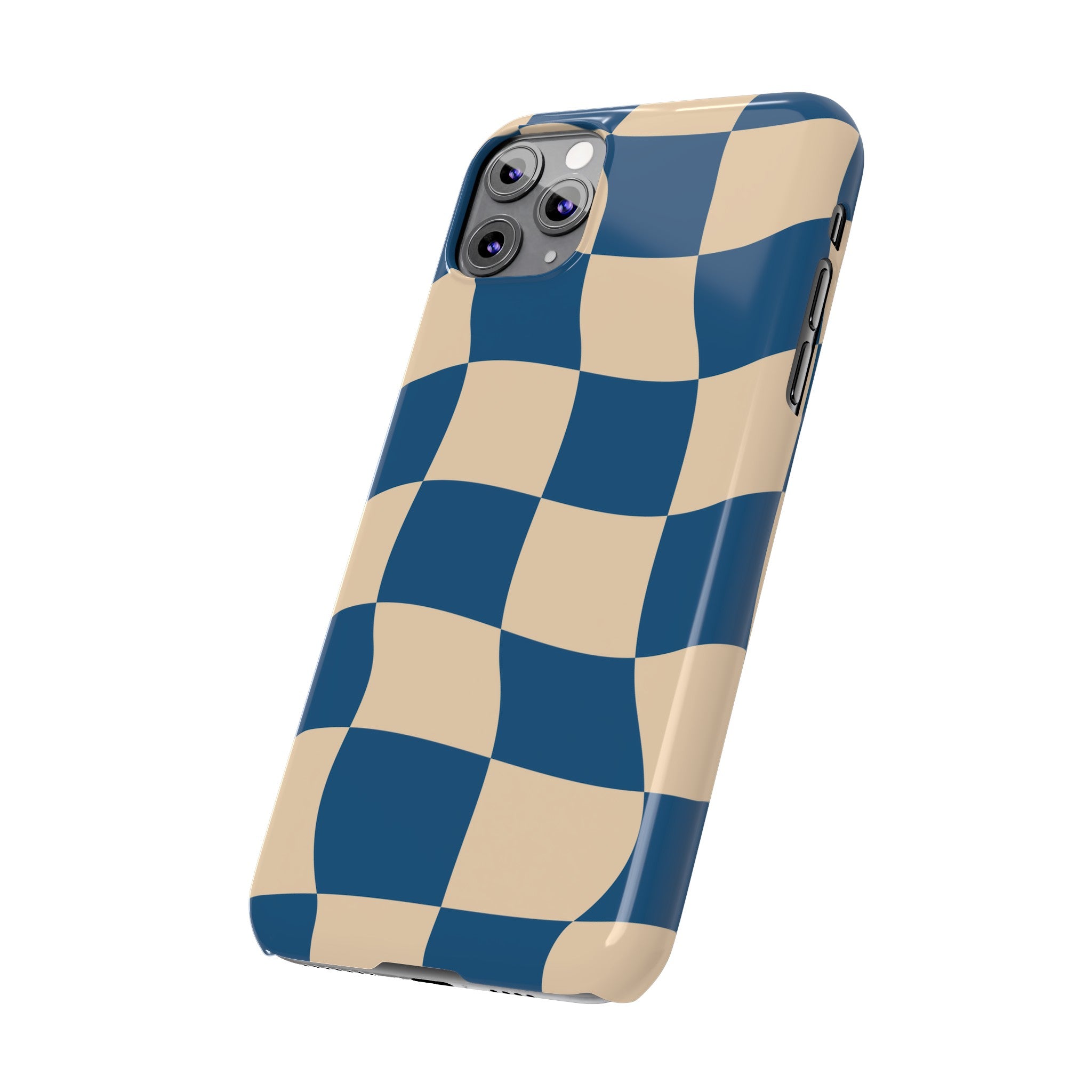 Blue & Cream Checker Iphone Case