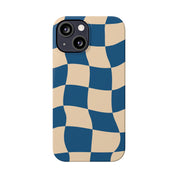 Blue & Cream Checker Iphone Case