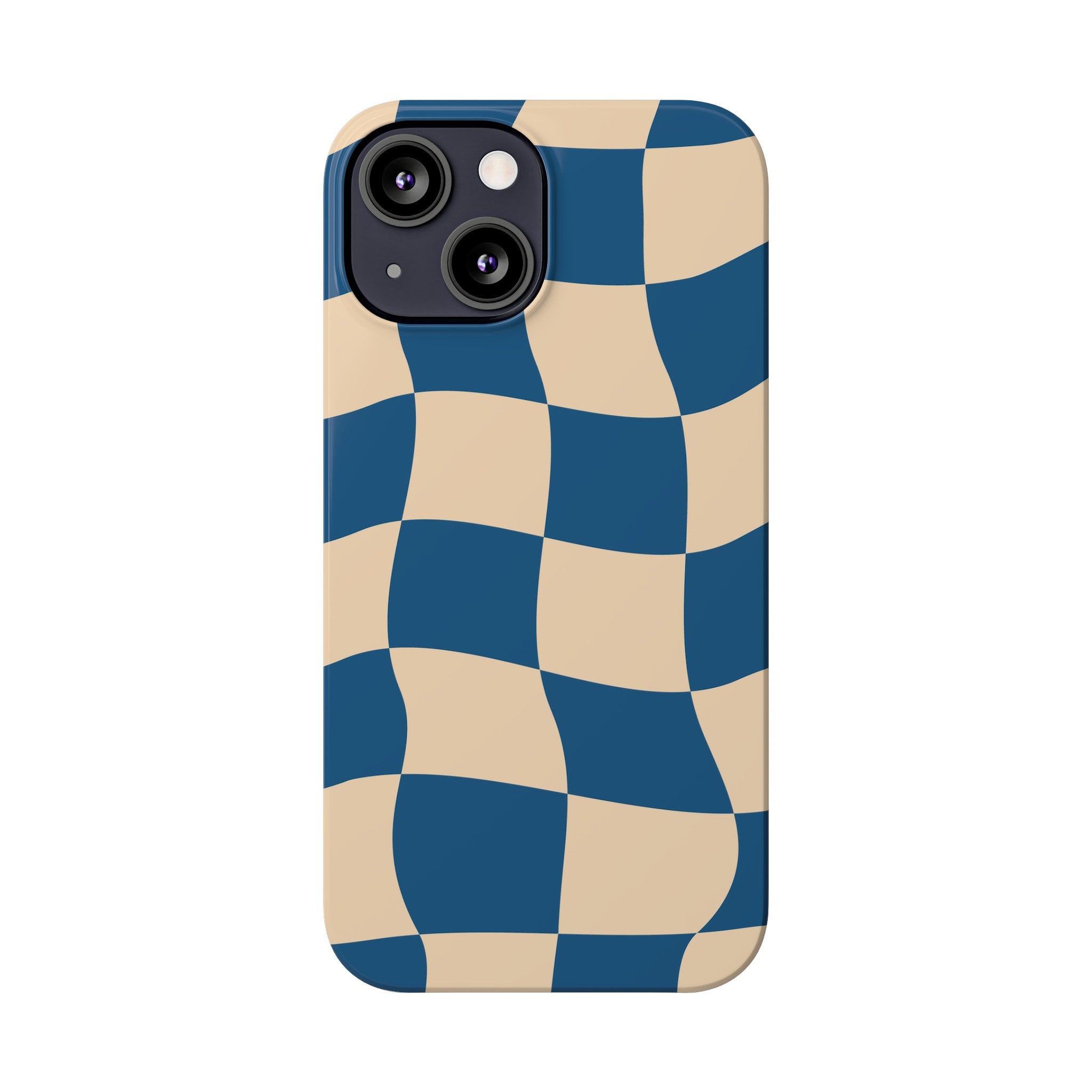 Blue & Cream Checker Iphone Case