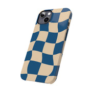 Blue & Cream Checker Iphone Case