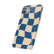 Blue & Cream Checker Iphone Case