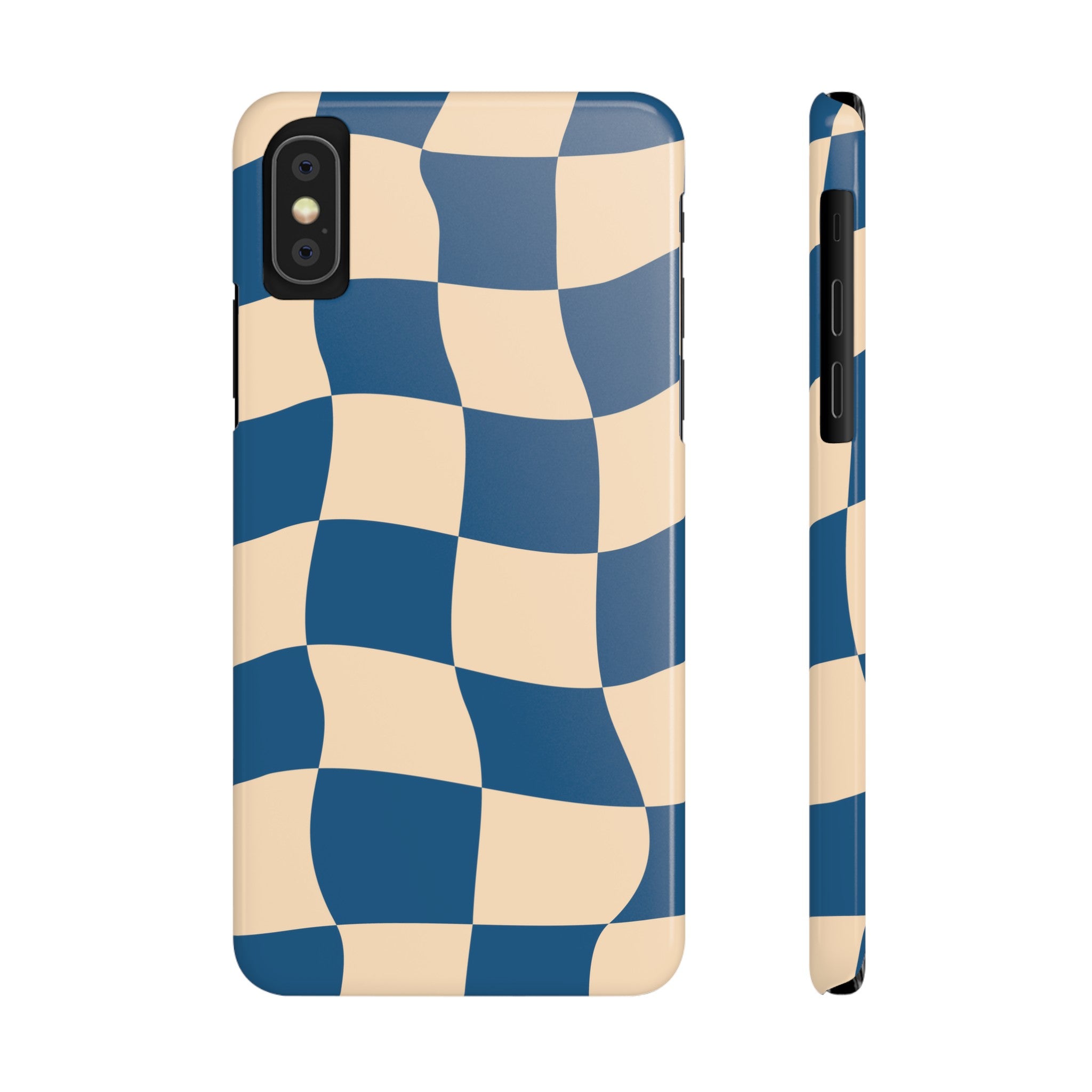 Blue & Cream Checker Iphone Case